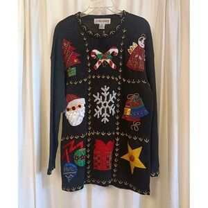 Victoria‎ Harbour Women's Size L Granny Square Christmas Holiday Sweater